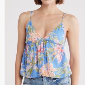 Billabong Blue and Pink and black carefree Floral Camisole NWT